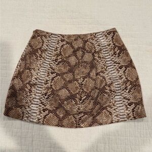 Heavy Manners Brown Snake Print Mini Skirt